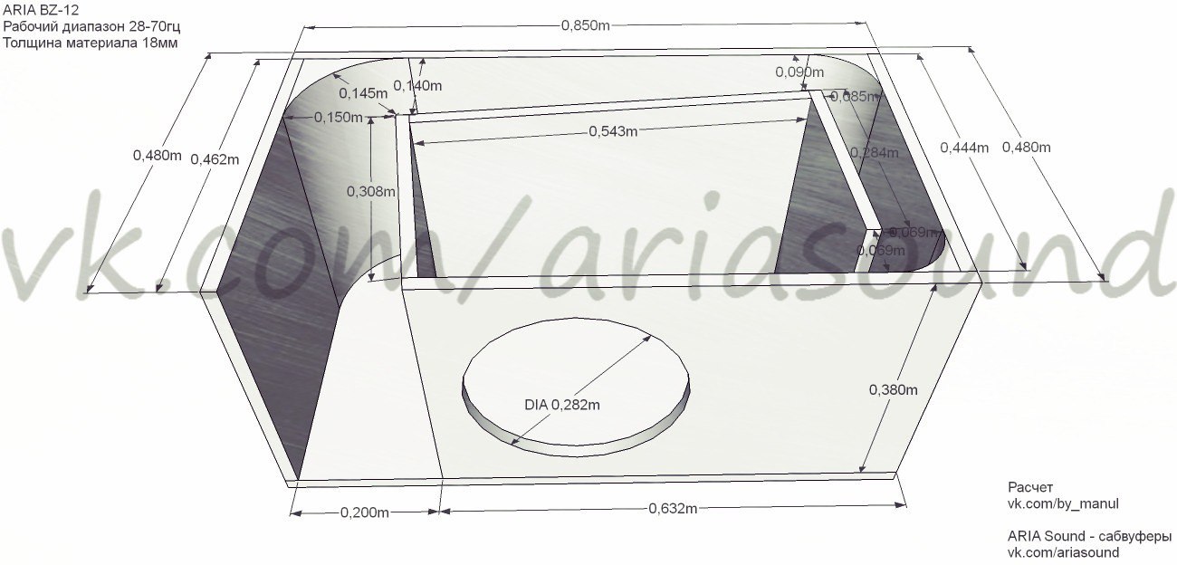 Экспо короб под 12 сабвуфер чертеж