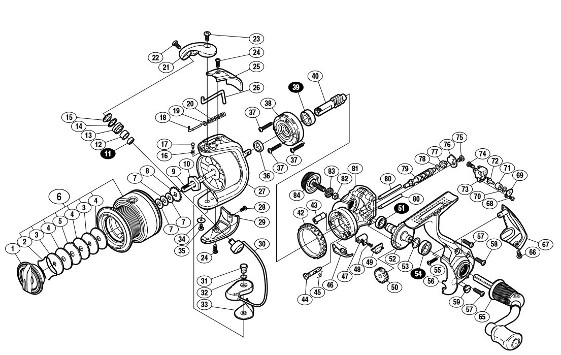 Схема смазки катушки shimano