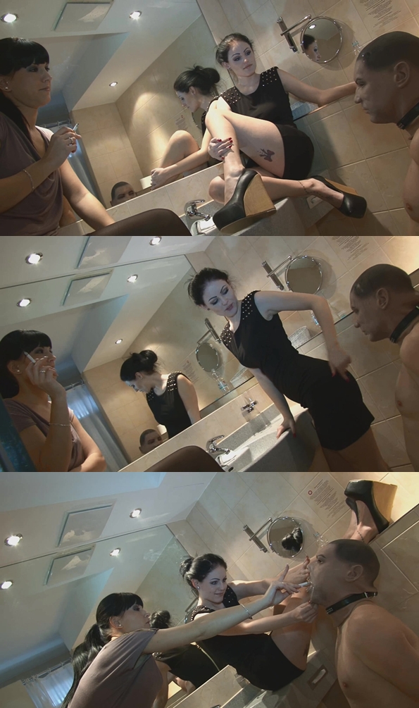 Mistress Black Diamoond-used and pissed at / Резиновая башка вместо урны для девушек